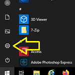 Select Windows settings gear in Start menu